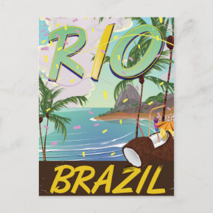 Carte Postale rio de janeiro Brazil imprimé voyage rétro.