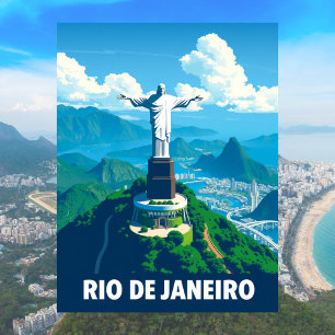 Carte Postale Rio de Janeiro, Brésil Christ Rédempteur Vintage