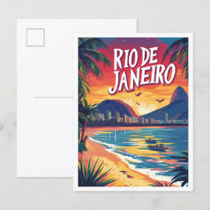 Carte Postale Rio de Janeiro Brésil Illustration Voyage