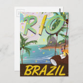 Carte Postale rio de janeiro Brésil impression de voyage rétro. (Devant / Derrière)