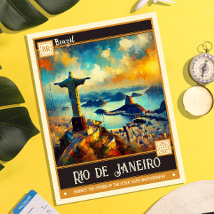 Carte Postale Rio de Janeiro, Brésil Peinture Vintage