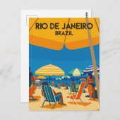 Carte Postale Rio De Janeiro Brésil Plage Voyage Rétro (Devant / Derrière)