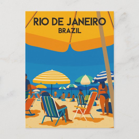 Carte Postale Rio De Janeiro Brésil Plage Voyage Rétro (Devant)