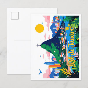 Carte Postale Rio de Janeiro Brésil Pop Art Voyage Illustration
