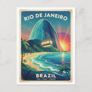 Carte Postale Rio de Janeiro Brésil Voyage 1950 Rétro