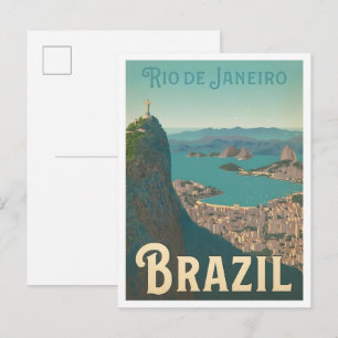 Carte Postale Rio de Janeiro Brésil Voyage Rétro