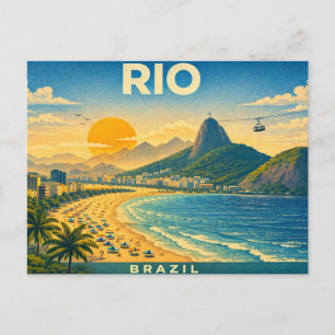 Carte Postale Rio de Janeiro Retro Travel Postcard