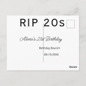 Carte Postale RIP 20 ans 21e anniversaire simple minimal brunch (Dos)