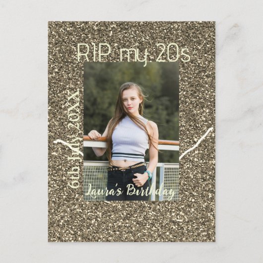 Carte Postale RIP mes 20 ans argent or anniversaire ajouter nom (Devant)