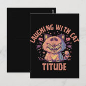 Carte Postale Rire avec une attitude de chat (Devant / Derrière)