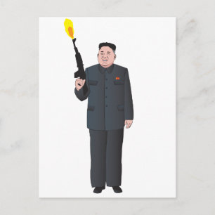 Carte Postale Rire Kim Jong-un tirer une arme en l'air