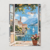 CARTE POSTALE Rivage aquarelle Côte amalfitaine It
