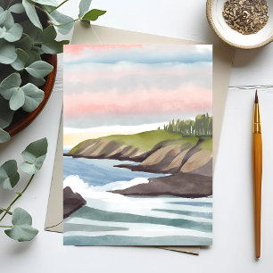 Carte Postale Rivage maritime Peinture aquarelle côtière