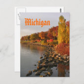 Carte Postale rive de la rivière Fall, Michigan (Devant / Derrière)