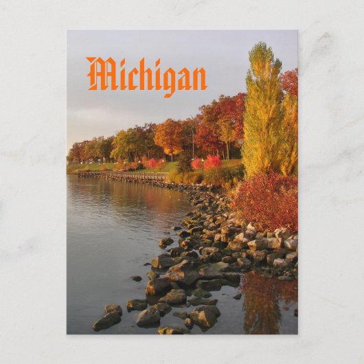 Carte Postale rive de la rivière Fall, Michigan (Devant)