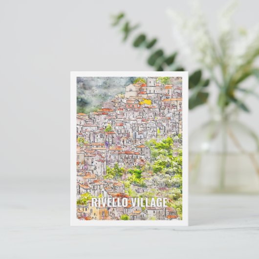 Carte Postale Rivello Village Italie Travel Place Aquarelle (Debout devant)
