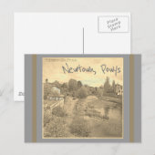 Carte Postale River Hafren Severn à Newtown, Powys Sepia (Devant / Derrière)