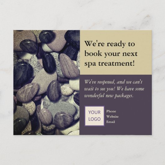 Carte Postale River Rocks Image à Mauve et Tan Spa réouverture (Devant)