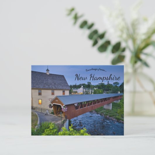 Carte Postale Riverwalk Pont couvert Littleton New Hampshire (Debout devant)