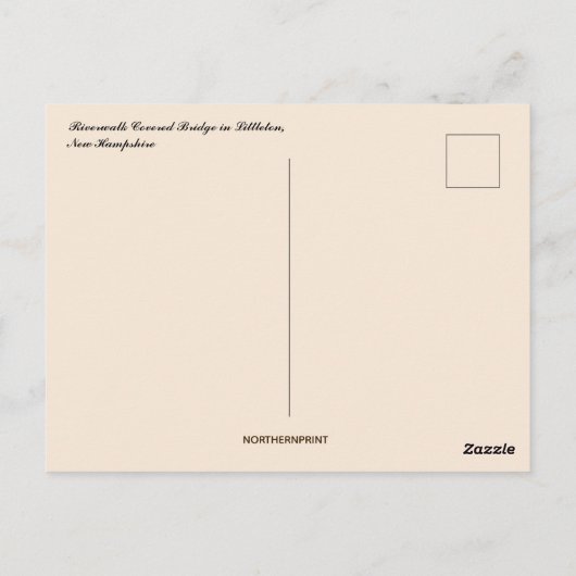 Carte Postale Riverwalk Pont couvert Littleton New Hampshire (Dos)