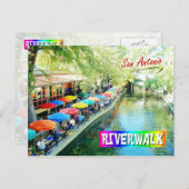 Carte Postale Riverwalk, San Antonio, Texas (Devant / Derrière)
