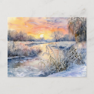 Carte Postale Rives enneigées de l'aquarelle de Havelland Havel