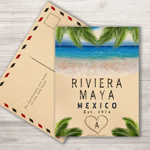 Carte Postale Riviera Maya Palm Feuille Retro 80s Playa mexicain