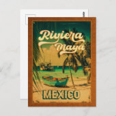 Carte postale Riviera Maya Palm Tree Vintage voyag (Devant / Derrière)