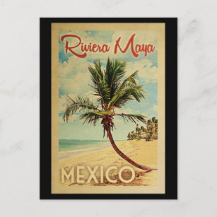 Carte postale Riviera Maya Palm Tree Vintage voyag