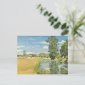 Carte Postale Rivière à travers un paysage de récolte, été (Debout devant)