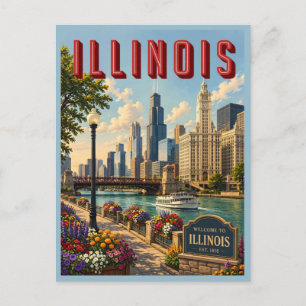 Carte Postale Rivière Chicago Illinois