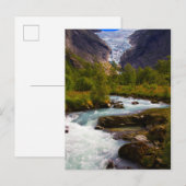 Carte Postale Rivière coulant du glacier de Briksdal (Devant / Derrière)