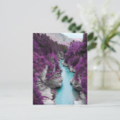 Carte Postale Rivière, fleurs violettes et rochers (Debout devant)