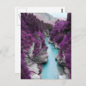 Carte Postale Rivière, fleurs violettes et rochers (Devant / Derrière)