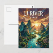 Carte Postale Rivière Li Chine (Devant / Derrière)