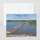 Carte Postale Rivière Mississippi à Dubuque Iowa (Devant / Derrière)