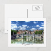 Carte Postale Rivière Tibre en Roma, Italie (Devant / Derrière)