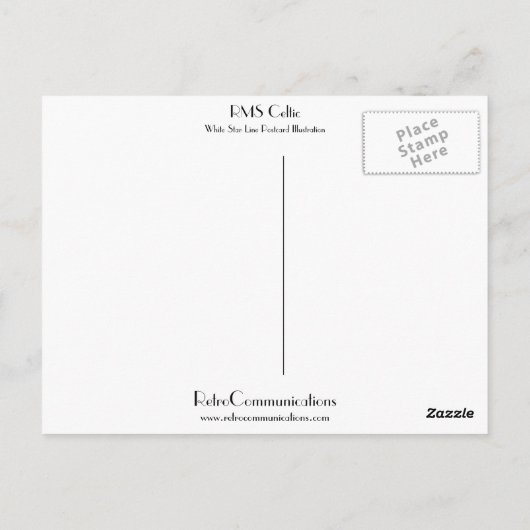 Carte Postale RMS Celtic (Dos)