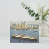 Carte Postale RMS Queen Elizabeth navigation Port de New York (Debout devant)