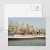 Carte Postale RMS Queen Mary Sailing New York 1950 (Devant / Derrière)