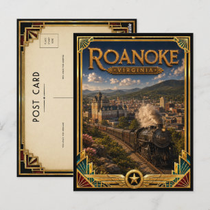 Carte Postale Roanoke Virginie Art Déco Vintage Âge d'Or