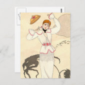 Carte Postale Robe blanche avec la ceinture rose par George (Devant / Derrière)