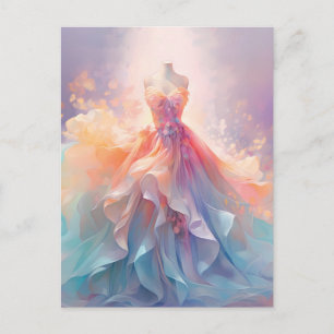 Carte Postale Robe de couture pastel rêveuse Art