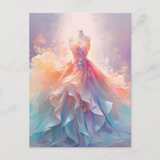 Carte Postale Robe de couture pastel rêveuse Art (Devant)