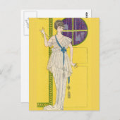 Carte Postale Robe de grande soirée à Satin par George Barbier (Devant / Derrière)