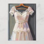 Carte Postale Robe de mariée en dentelle | Gouache de robe de ma (Devant)