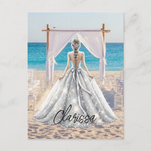 Carte Postale Robe de mariée Jour de mariage Mariage plage Robe (Devant)