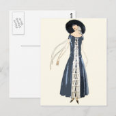 Carte Postale Robe de mode féminine et Casquette des années 1920 (Devant / Derrière)