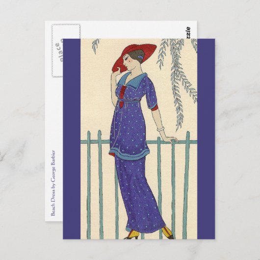 Carte Postale Robe de plage de George Barbier (Devant / Derrière)