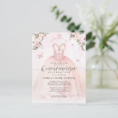 Carte Postale Robe de princesse florale rose pour Quinceanera d' (Debout devant)